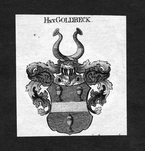 Goldbeck - Goldbeck Wappen Adel coat of arms heraldry Heraldik Kupferstich