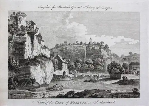 View of the City of Friburg in Switzerland - Freiburg im Üechtland Schweiz gravure