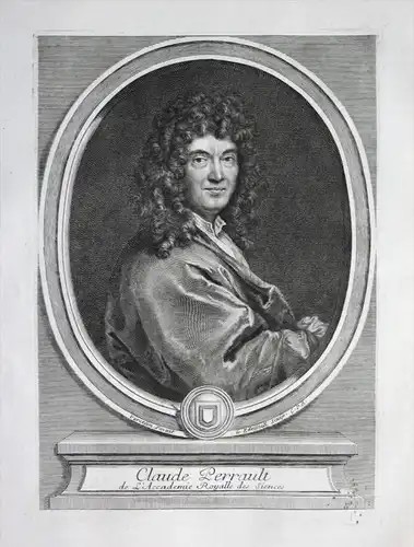"Claude Perrault" - Charles Perrault Schriftsteller writer ecrivain Portrait Kupferstich engraving