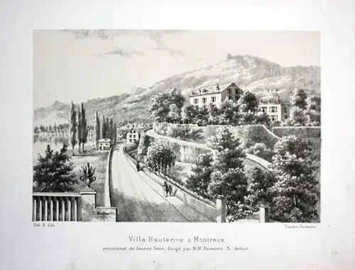Villa Hauterive a Montreux - Montreux Villa Hauterive Vaud Waadt Schweiz vue Lithographie lithograph
