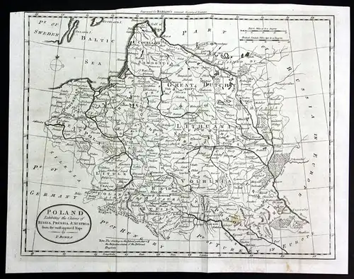"Poland exhibiting the claims of Russia Prussia & Austria" - Polska Poland Polen Austria Russia Karte map Kupferstich en