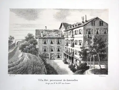 Villa Abri pensionnat de demoiselles - Mädcheninternat Internat pensionnat demoiselles Lithographie lithograp