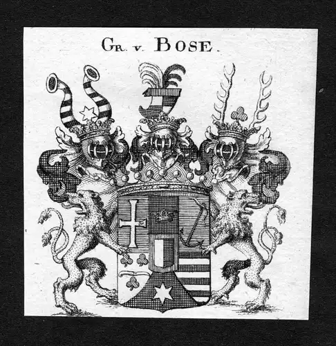 Bose - Bose Wappen Adel coat of arms heraldry Heraldik Kupferstich