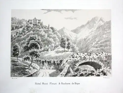 Hotel Mont Fleuri & Rochers de Naye - Rochers de Naye Hotel Mont Fleuri Vaud Waadt Lithographie lithograph
