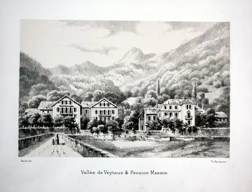 Vallee de Veytaux & Pension Masson - Veytaux Vaud Waadt vallee Tal Suisse vue Schweiz Lithographie lithograph