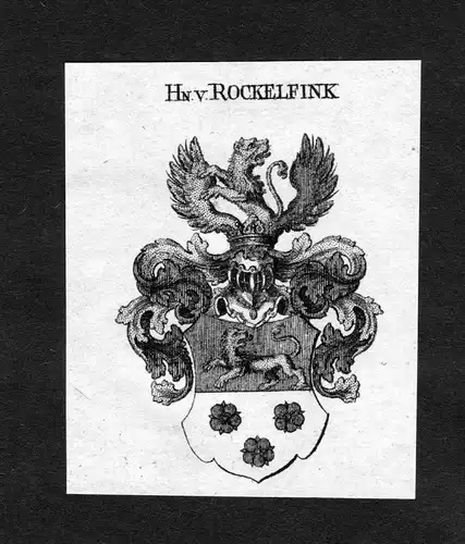 Rockelfink - Rockelfink Wappen Adel coat of arms heraldry Heraldik Kupferstich