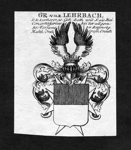 Lehrbach - Lehrbach Wappen Adel coat of arms heraldry Heraldik Kupferstich