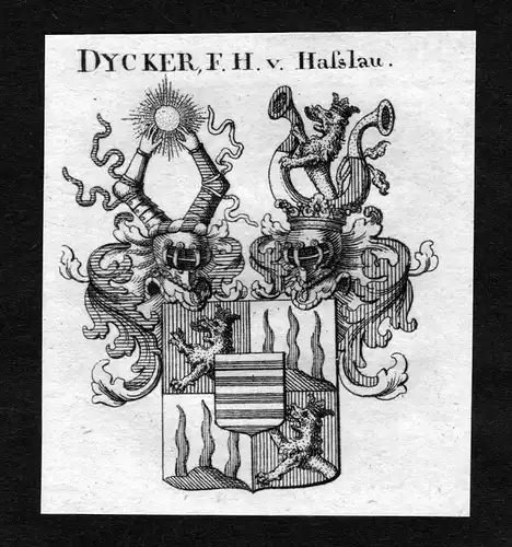 Dycker von Hasslau - Dycker von Hasslau Wappen Adel coat of arms heraldry Heraldik Kupferstich