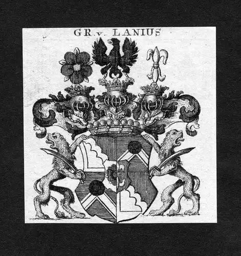 Lanius - Lanius Wappen Adel coat of arms heraldry Heraldik Kupferstich