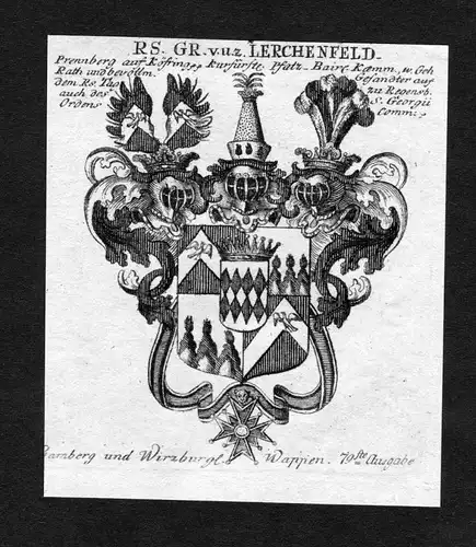 Lerchenfeld - Lerchenfeld Wappen Adel coat of arms heraldry Heraldik Kupferstich