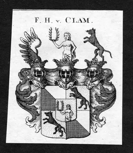 Clam - Clam-Martinicz Clam-Martinitz Wappen Adel coat of arms heraldry Heraldik Kupferstich