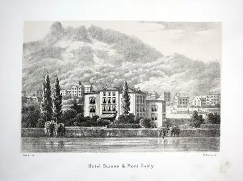 Hotel Suisse & Mont Cubly - Montreux Vaud Waadt Hotel Suisse Mont Cubly Lithographie lithograph