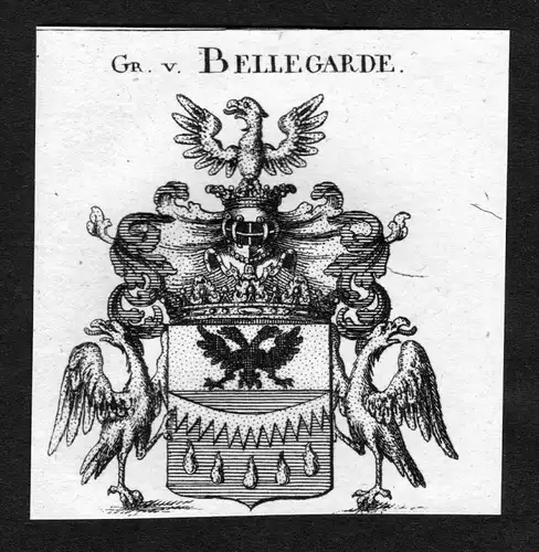 Bellegarde - Bellegarde Wappen Adel coat of arms heraldry Heraldik Kupferstich