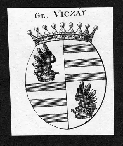 Viczày - Viczày Wappen Adel coat of arms heraldry Heraldik Kupferstich