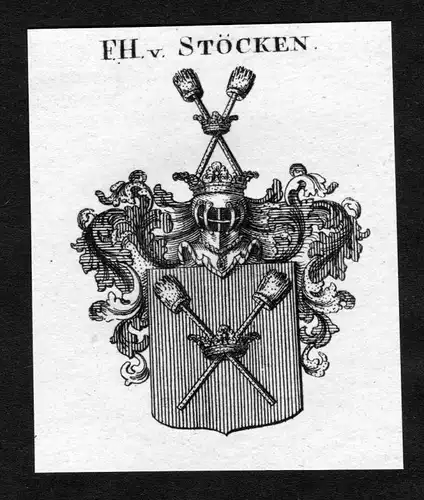 Stöcken - Stöcken Stoecken Wappen Adel coat of arms heraldry Heraldik Kupferstich