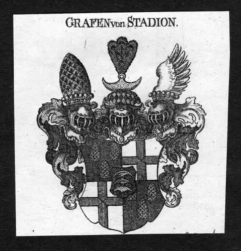 Stadion - Stadion Wappen Adel coat of arms heraldry Heraldik Kupferstich