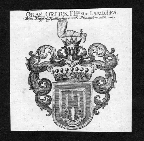 Orlick von Lazischka - Orlick von Lazischka Wappen Adel coat of arms heraldry Heraldik Kupferstich