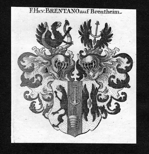 Brentano auf Brentheim - Brentano von Brentheim Wappen Adel coat of arms heraldry Heraldik Kupferstich