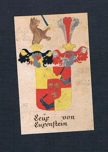 Leur von Lurenstein - von Lohenstein Böhmen Manuskript Wappen Adel coat of arms heraldry Heraldik