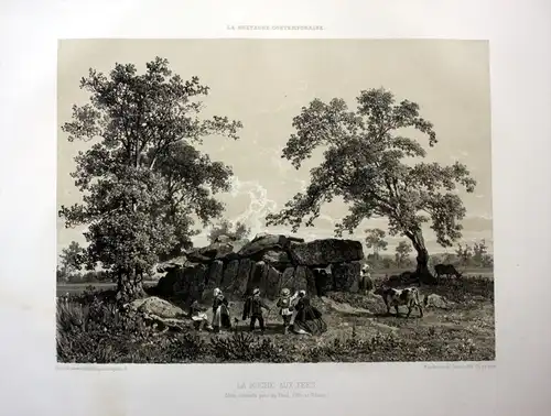 La Roche aux Fees - La Roche-aux-Fees Esse Bretagne France estampe Lithographie lithograph