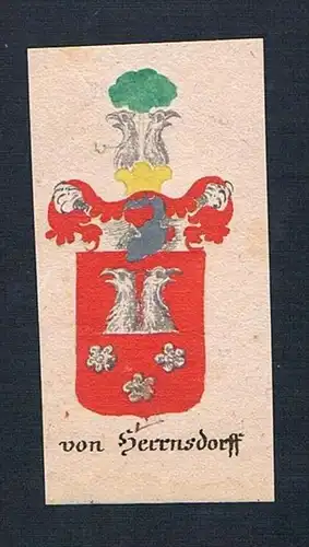 von Herrnsdorff - von Herrnsdorff Herrnsdorf Böhmen Manuskript Wappen Adel coat of arms heraldry Heraldik
