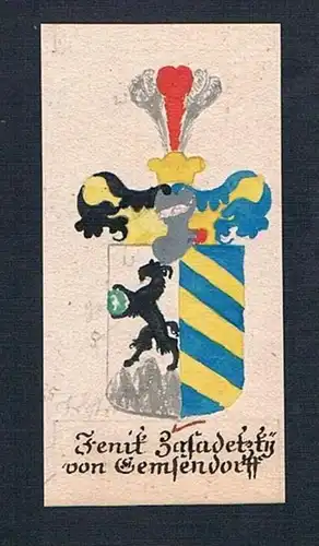 Fenit Basadetzky von Gemsendorff - Basadetzky von Gemsendorf Böhmen Manuskript Wappen Adel coat of arms Heral