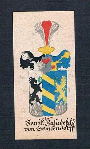 Fenit Basadetzky von Gemsendorff - Basadetzky von Gemsendorf Böhmen Manuskript Wappen Adel coat of arms heral