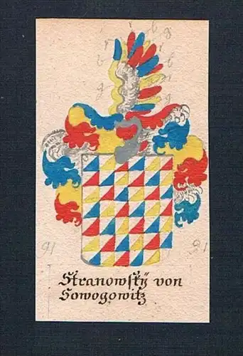 Stranowsky von Sowogowitz - Stranowsky von Sowogowitz Böhmen Manuskript Wappen Adel coat of arms heraldry Her