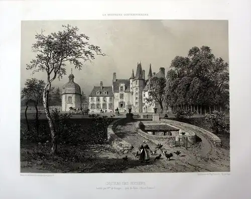 Chateau des Rochers - Chateau des Rochers-Sevigne Bretagne France estampe Lithographie lithograph