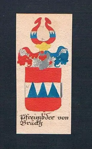 Pfreimb der von Brückh - Pfreim von Brück Böhmen Manuskript Wappen Adel coat of arms heraldry Heraldik