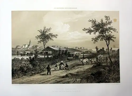 Savenay - Savenay gare de chemin de fer Bretagne France estampe Lithographie lithograph