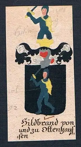 Hildbrand von uns zu Ottenhausen - Hildprandt von und zu Ottenhausen Schlesien Manuskript Wappen Adel coat of