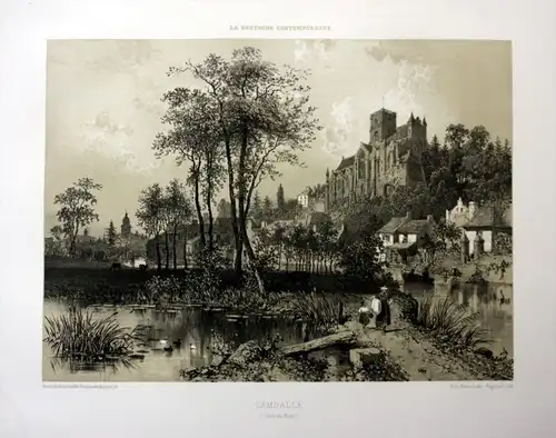 Lamballe - Lamballe Saint-Brieuc Bretagne France estampe Lithographie lithograph