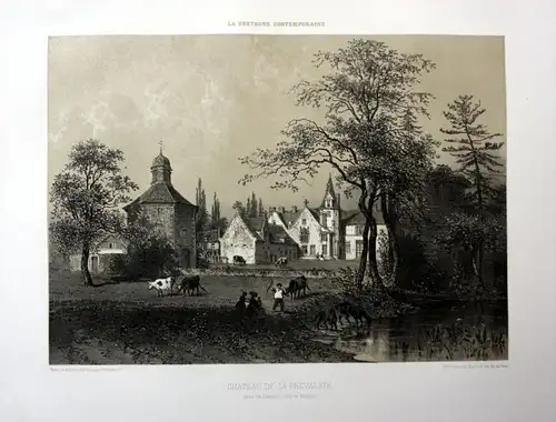 Chateau de la Prevalaye - Chateau de la Prevalaye Rennes Bretagne France estampe Lithographie lithograph