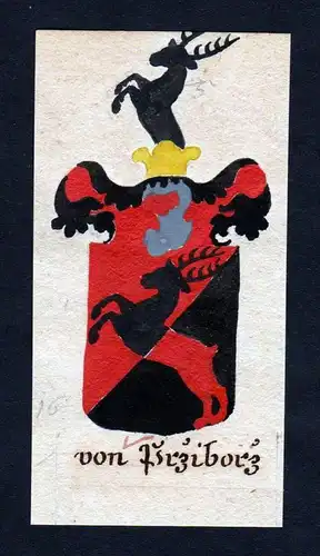 von Prziborz - von Przedborz Böhmen Manuskript Wappen Adel coat of arms heraldry Heraldik