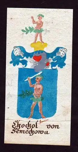 Chochol von Semechowa - Chochol von Semechowa Böhmen Manuskript Wappen Adel coat of arms heraldry Heraldik