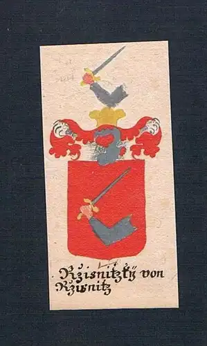 Rzisnitzky von Rzisnitz - Resnitzky von Resnitz Böhmen Manuskript Wappen Adel coat of arms heraldry Heraldik