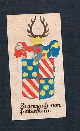 Ziampach von Pottenstein - Zapach von Pottenstein Böhmen Manuskript Wappen Adel coat of arms heraldry Heraldi