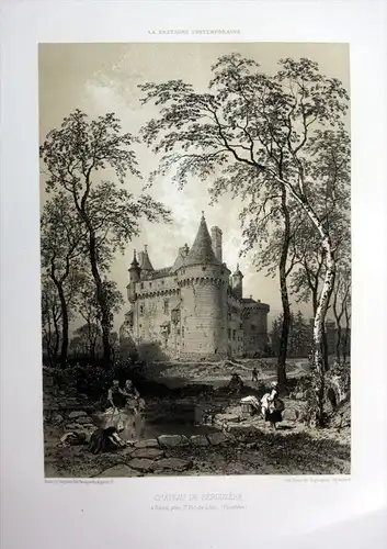 Chateau de Kerouzere - Chateau de Kerouzere Sibiril Bretagne France estampe Lithographie lithograph