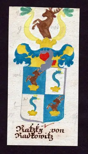 Ratzky von Radkowitz - Ratzky von Radkowitz Böhmen Manuskript Wappen Adel coat of arms heraldry Heraldik