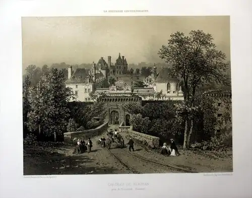 Chateau de Kerjean - Chateau de Kerjean Bretagne France estampe Lithographie lithograph