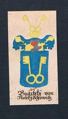 Buzitzky von Nobrzechowitz - Buzitzky von Czechowitz Böhmen Manuskript Wappen Adel coat of arms heraldry Hera