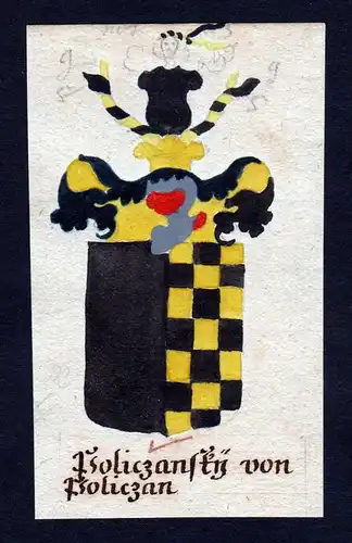 Policzansky von Policzan - Policzansky von Policzan Böhmen Manuskript Wappen Adel coat of arms heraldry Heral