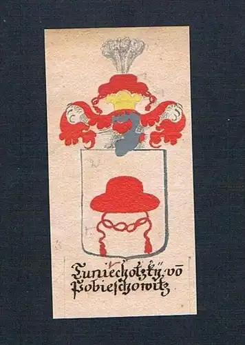 Tuniechotzky von Pobieschowitz - Tuniechotzky von Ponischowitz Schlesien Manuskript Wappen Adel coat of arms h