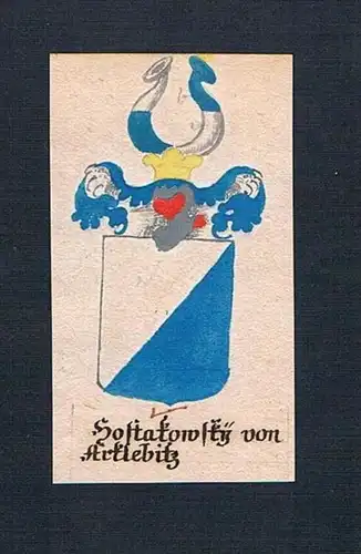 Hostakowsky von Arklebitz - Hostakowsky von Arklebitz Böhmen Manuskript Wappen Adel coat of arms heraldry Her