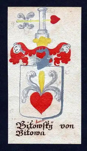 Bitowsky von Bitowa - Bitowsky von Bitowa Böhmen Manuskript Wappen Adel coat of arms heraldry Heraldik