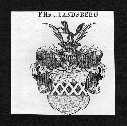 Landsberg - Landsberg Wappen Adel coat of arms heraldry Heraldik Kupferstich