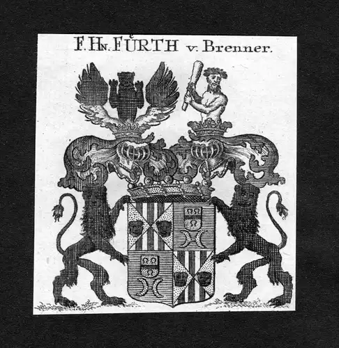 Fürth von Brenner - Fürth Fuerth von Brenner Wappen Adel coat of arms heraldry Heraldik Kupferstich