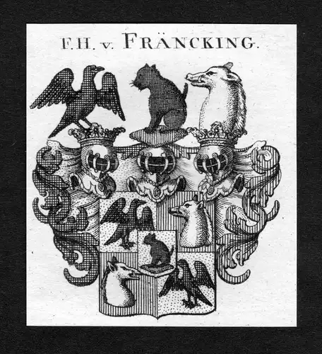 Fräncking - Fräncking Franking Francking Fränking Wappen Adel coat of arms heraldry Heraldik Kupferstich