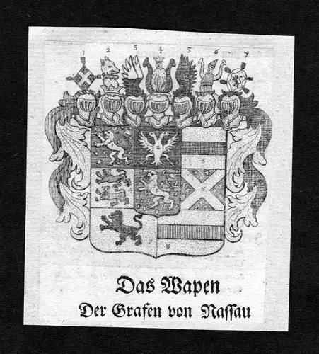 Rassau - Rassau Wappen Adel coat of arms heraldry Heraldik Kupferstich